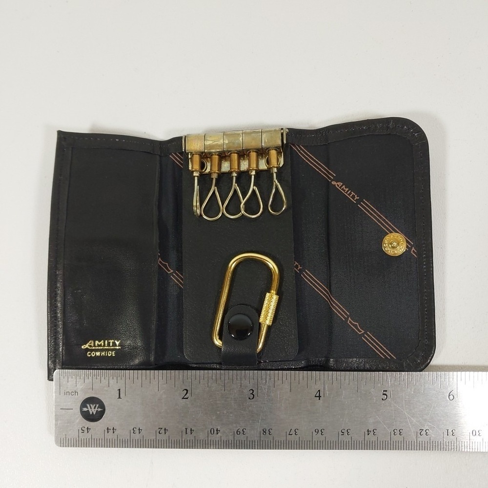 Vintage Amity Positive Lock Black Cowhide Key Kaddy Case - Picture 4 of 6
